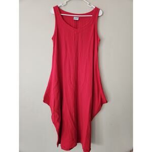 Oh My Gauze Red Sleeveless Maxi Dress Crinkled Size 1 Small Medium